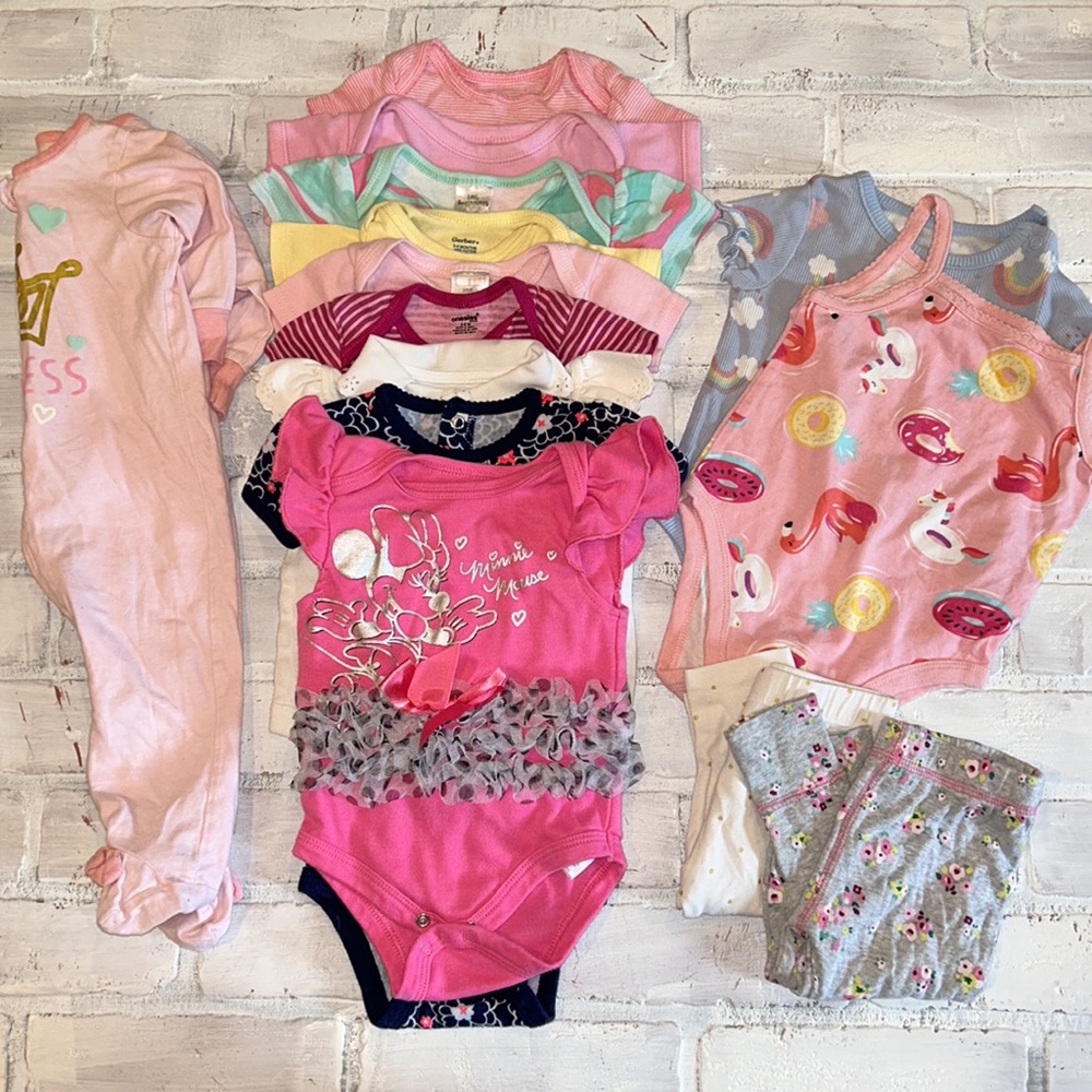 Babygirl 3/6m spring & summer onesie top footie bundle!!